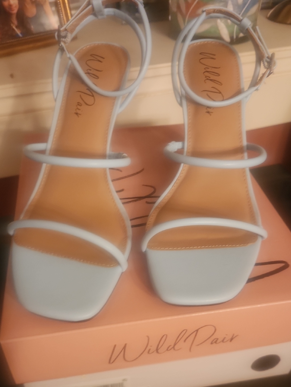 New Wild Pair Pastel Blue Strappy 4" Block Heel Sandals